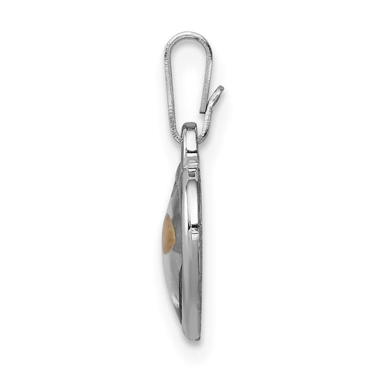 Sterling Silver Platinum-plated Small Heart with Mustard Seed Pendant