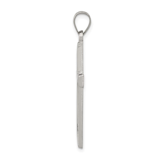 Sterling Silver Textured, Brushed and Polished Latin Cross Pendant