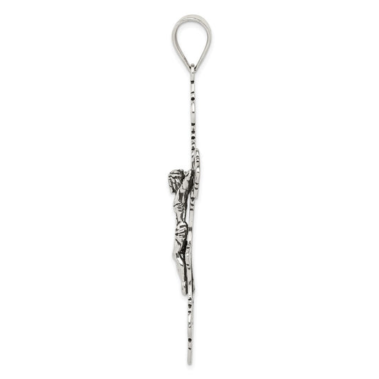 Sterling Silver Antiqued Large INRI Crucifix Pendant
