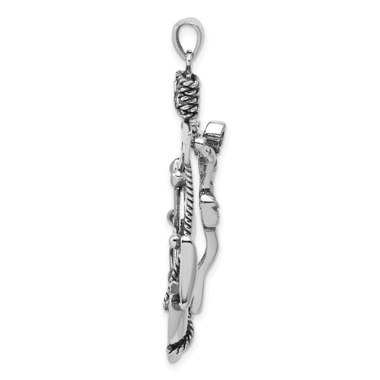 Sterling Silver Antiqued Mariner Cross Pendant