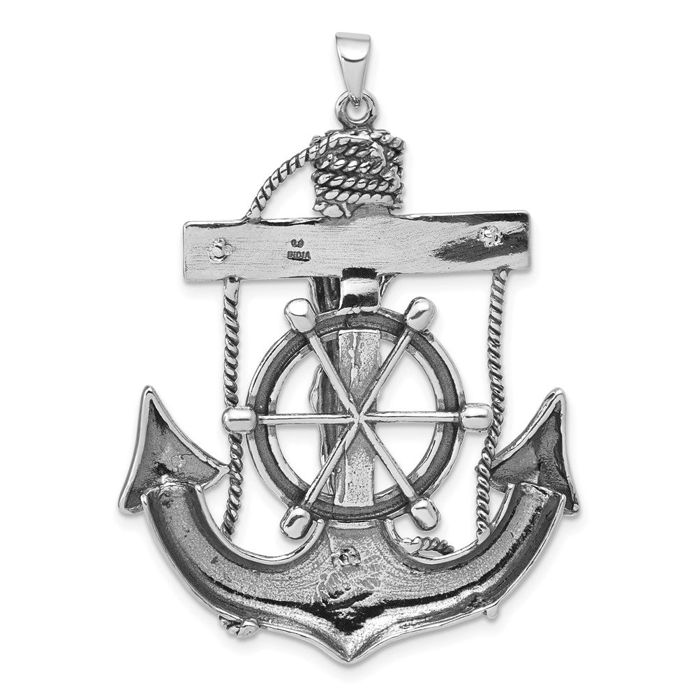 Sterling Silver Antiqued Mariner Cross Pendant