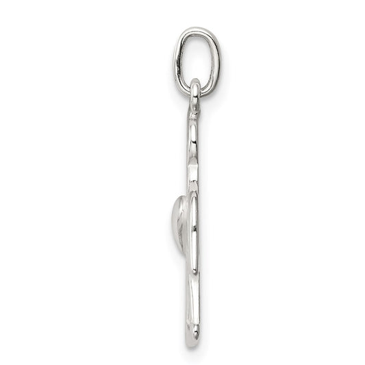 Sterling Silver Polished Angel w/ Heart Charm
