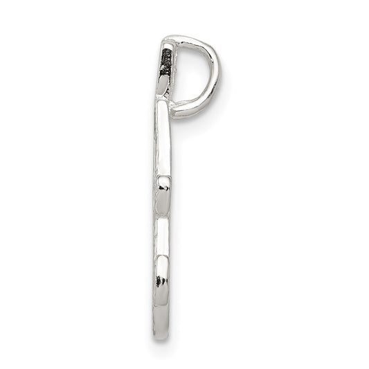 Sterling Silver Polished & Textured Letter A Initial Chain Slide