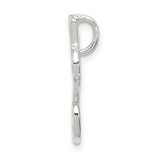 Sterling Silver Polished & Textured Letter E Initial Chain Slide