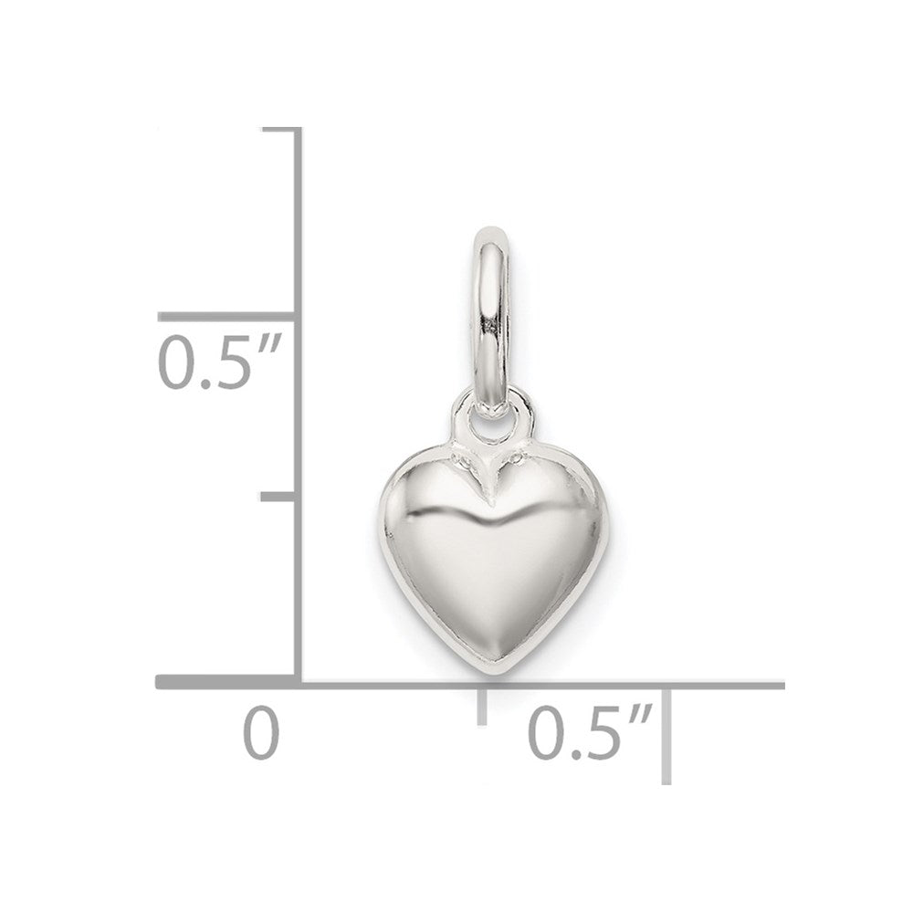 Sterling Silver Polished Puff Heart Charm