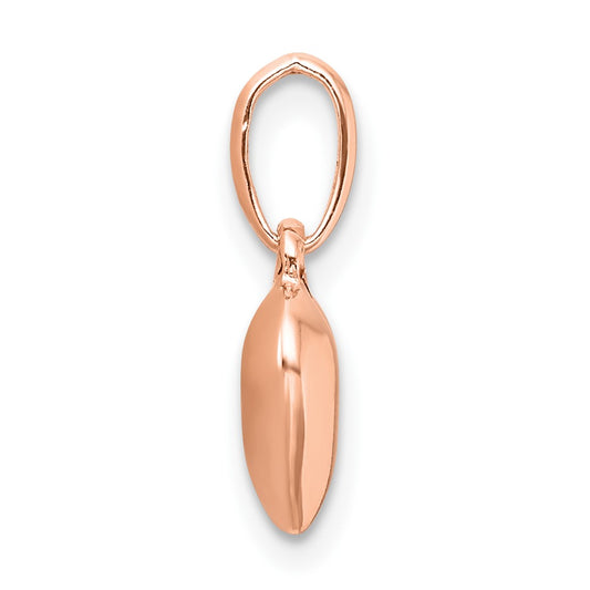 Sterling Silver Rose-tone Polished Puffed Heart Pendant