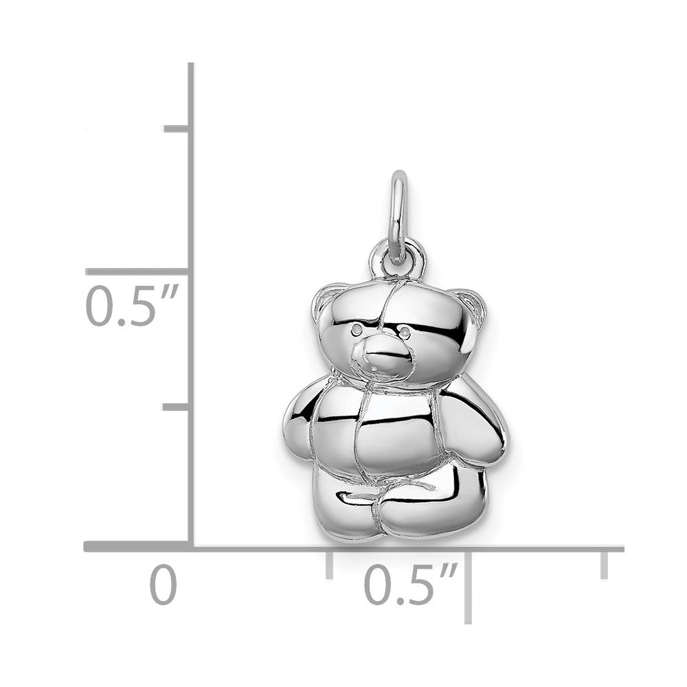 Sterling Silver Rhodium-plated Teddy Bear Pendant