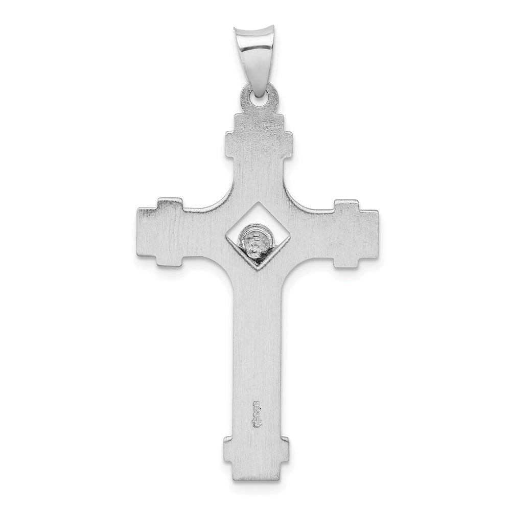 Sterling Silver Rhodium-plated Polished INRI Crucifix Pendant