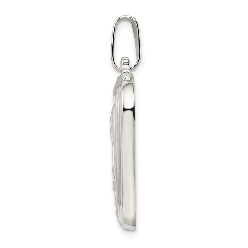 Sterling Silver Satin & Polished Mary w/Hail Mary Prayer Pendant
