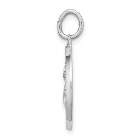 Sterling Silver Rhodium-plated Spanish St. Lucy Medal Pendant