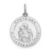 Sterling Silver Rhodium-plated Spanish Saint Anne Medal Pendant