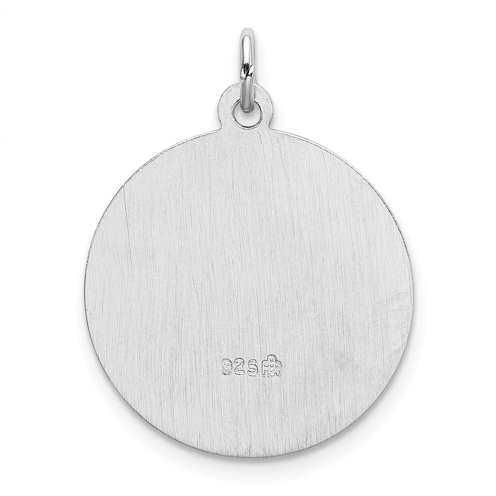 Sterling Silver Rhodium-plated Spanish St. Gabriel Medal Pendant