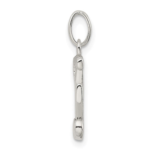 Sterling Silver Polished Glitter Enamel Letter E Initial Charm