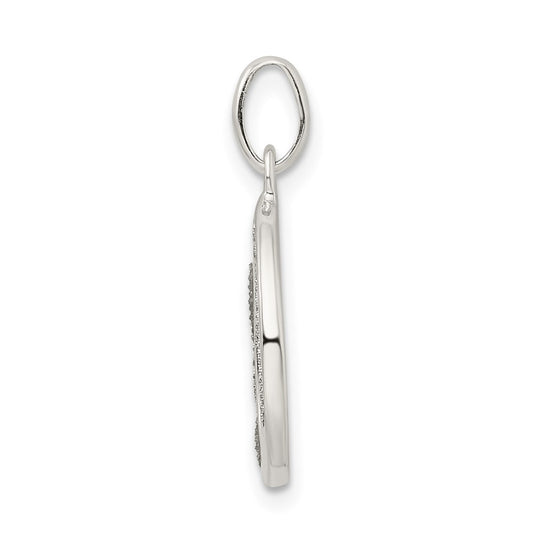 Sterling Silver Polished Glitter Enamel Letter O Initial Charm