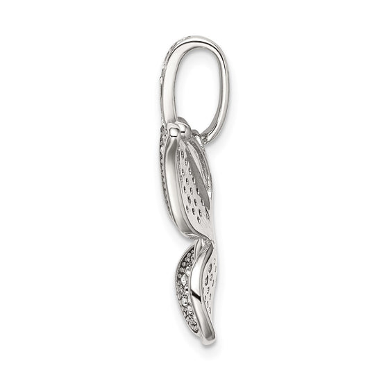 Sterling Silver Rhod-plated Polished Preciosa Crystal Butterfly Pendant
