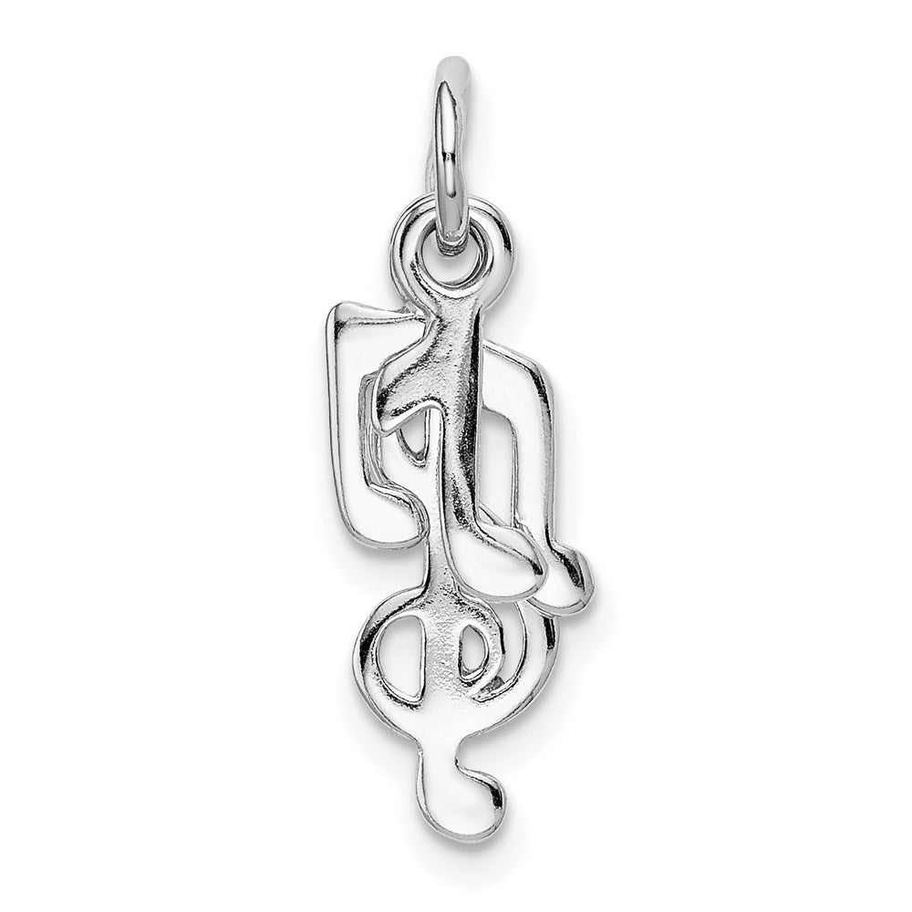 Sterling Silver Rhod-plated Polished Music Notes Charm