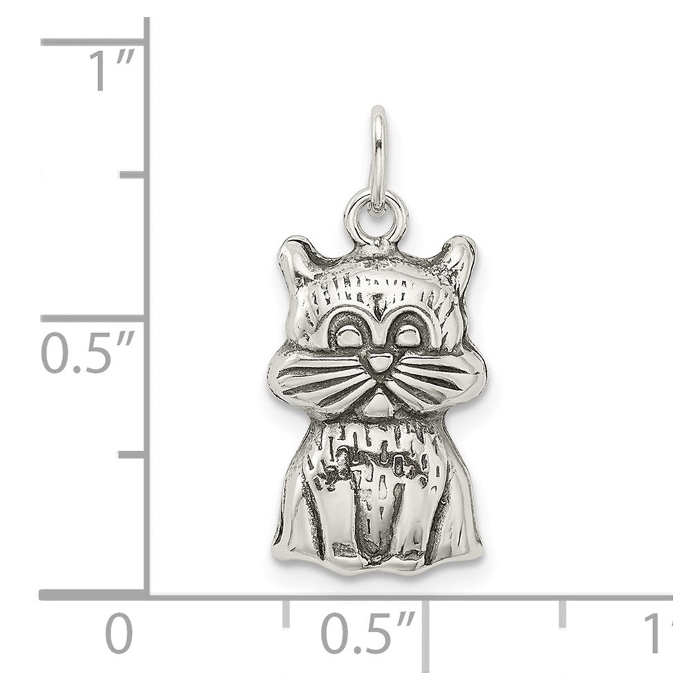 Sterling Silver Antiqued Cat Charm