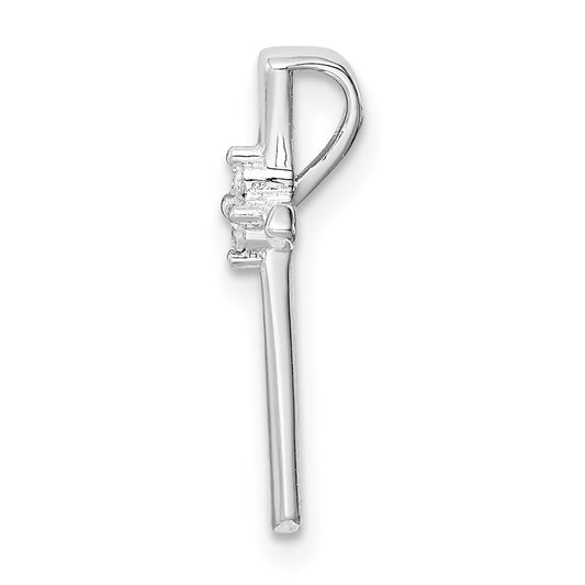 Sterling Silver Rhodium plated CZ Cross Chain Slide Pendant