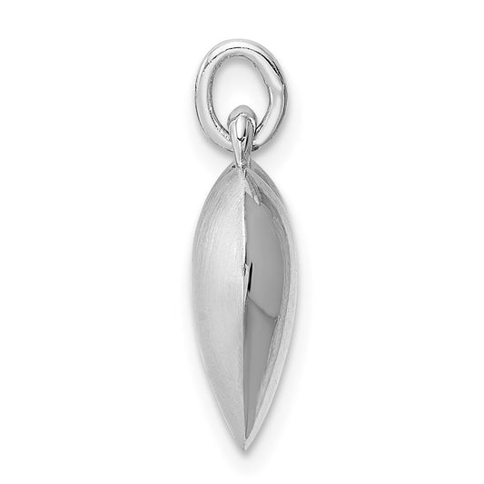 Sterling Silver Rhodium-plated Brushed/Polished Reversible Puffed Heart Pen