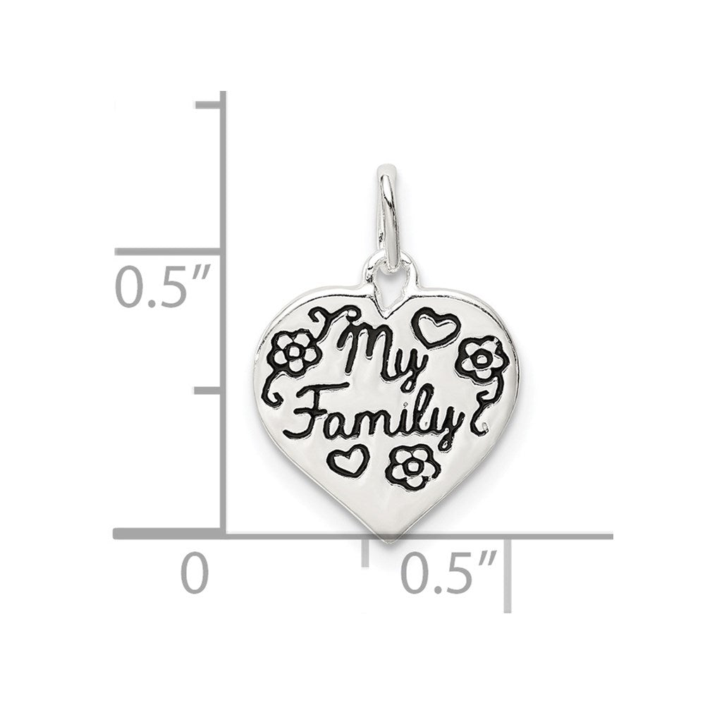 Sterling Silver Enamel MY FAMILY Heart Charm