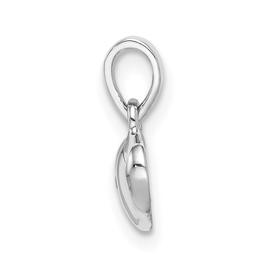 Sterling Silver Rhod-plated Polished & Satin CZ Heart Children's Pendant