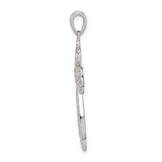 Sterling Silver Diamond & Diamond-cut Cross Pendant