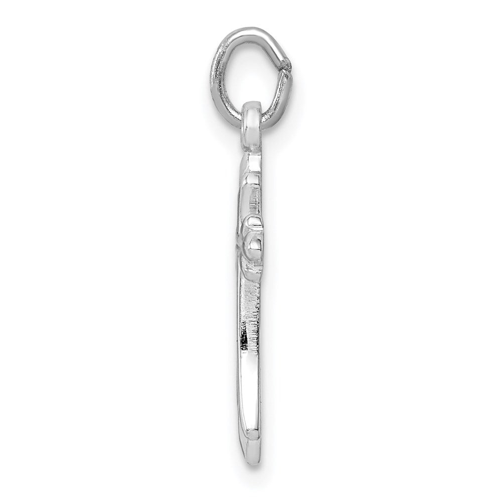 Sterling Silver Platinum-plated Polished Cross Pendant