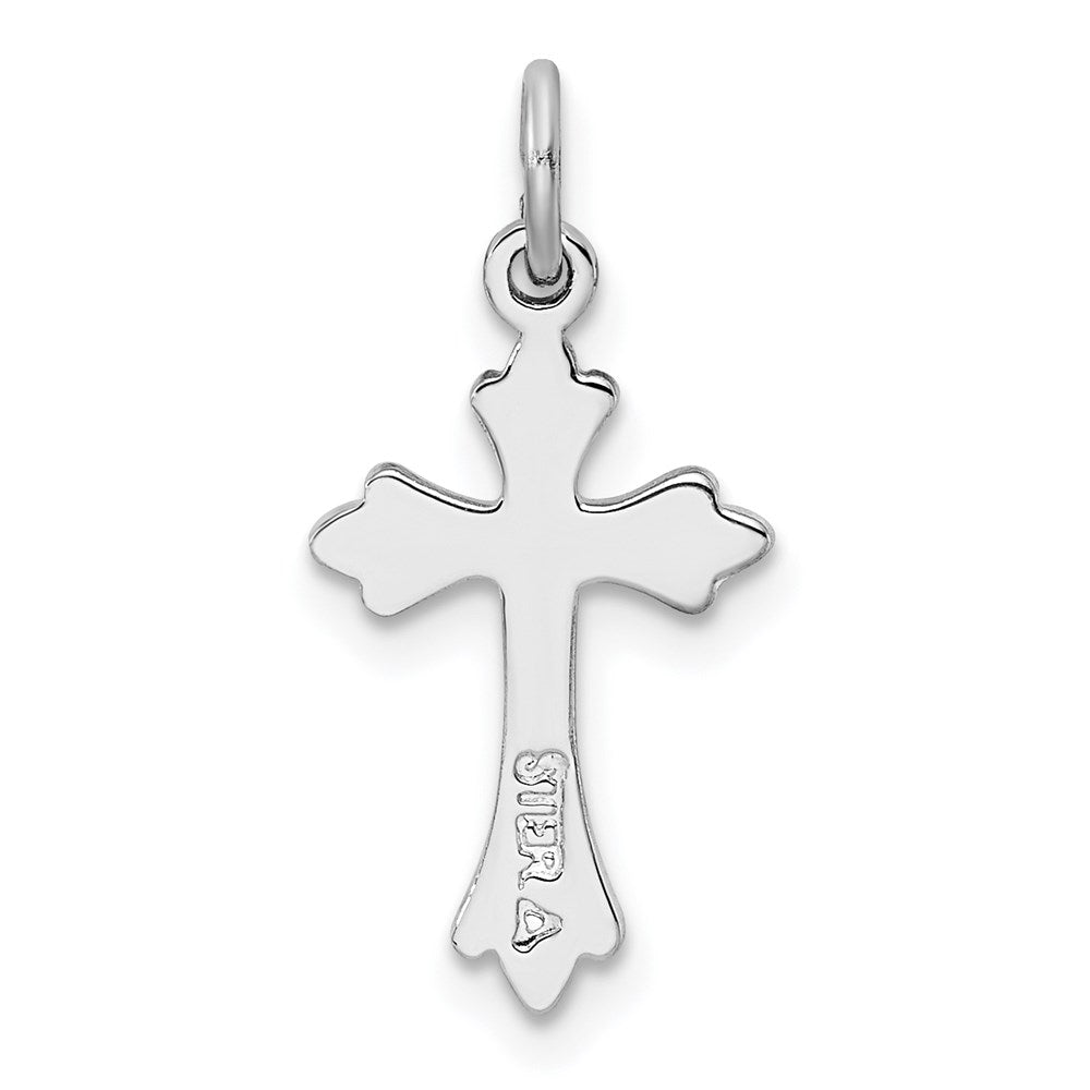 Sterling Silver Platinum-plated Polished Cross Pendant