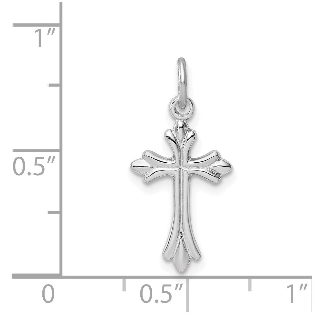 Sterling Silver Platinum-plated Polished Cross Pendant