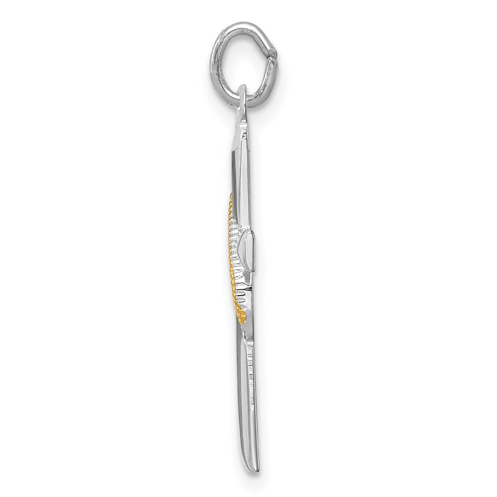Sterling Silver Platinum-plated & Gold Tone Cross Pendant