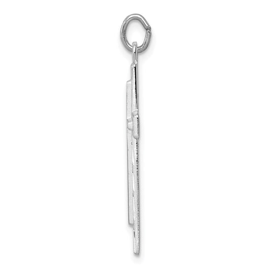 Sterling Silver Platinum-plated Diamond-Cut Cross Pendant