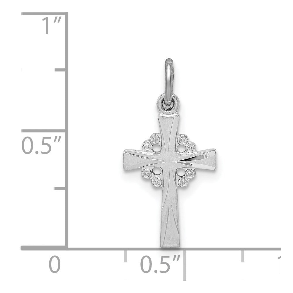 Sterling Silver Platinum-plated Diamond Cut Cross Pendant
