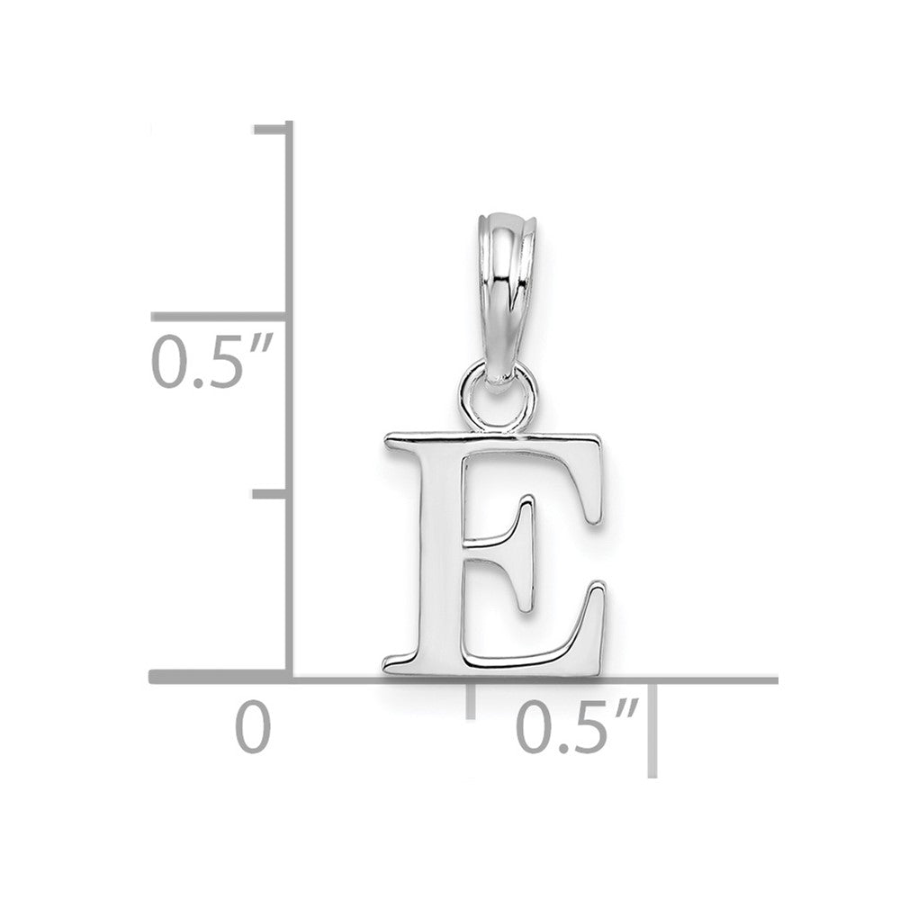 Sterling Silver Rhodium-plated Polished Block Initial -E- Pendant