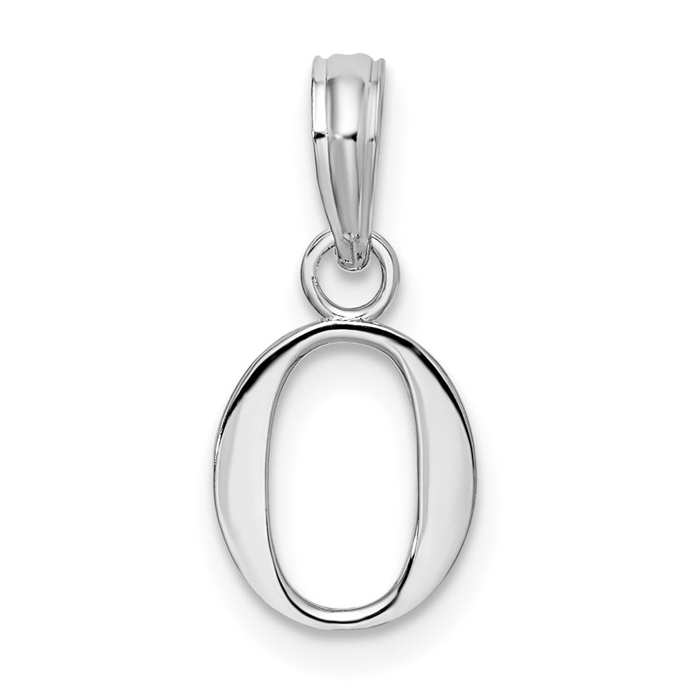 Sterling Silver Rhodium-plated Polished Block Initial -O- Pendant