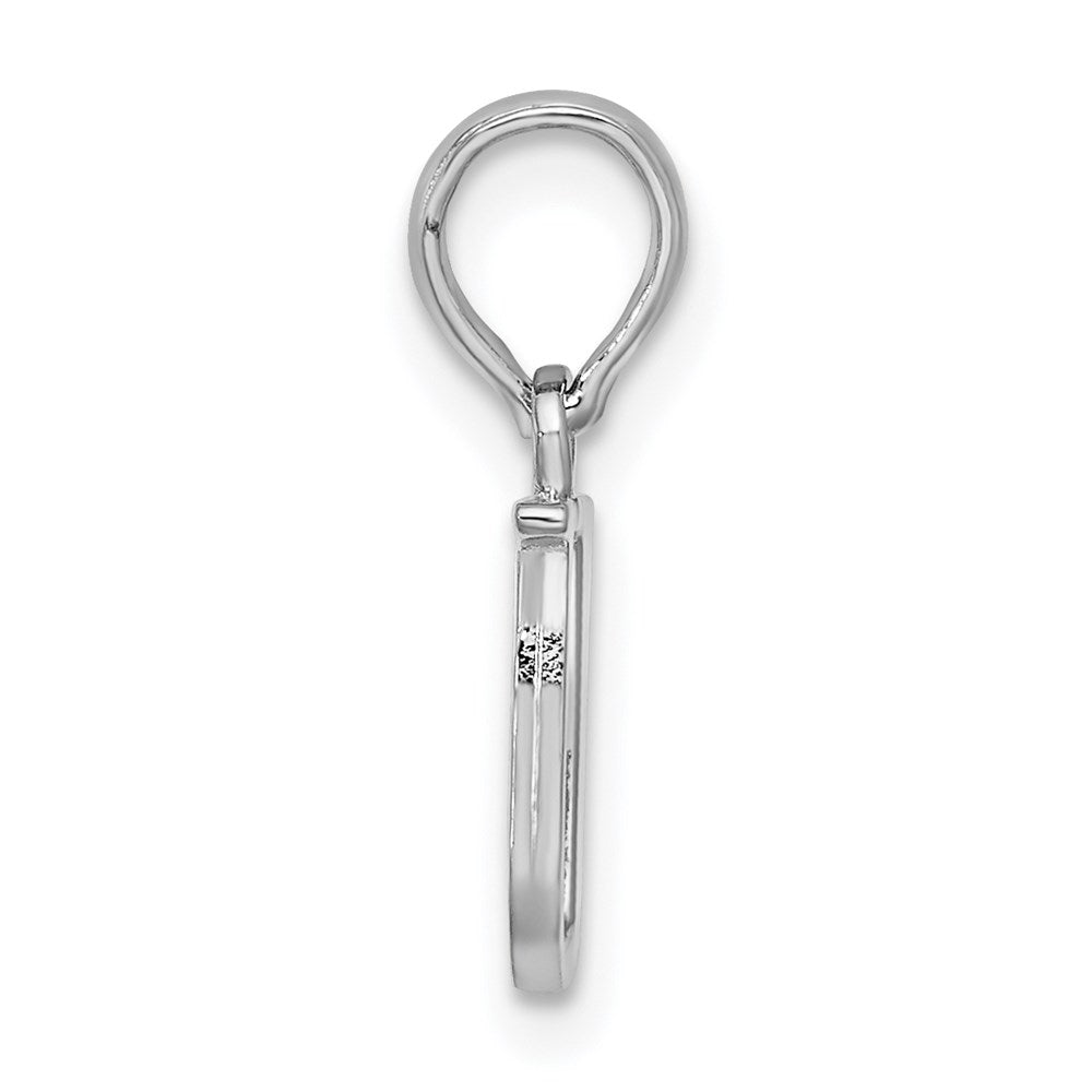 Sterling Silver Rhodium-plated Polished Block Initial -U- Pendant