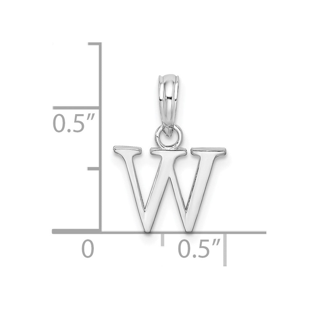 Sterling Silver Rhodium-plated Polished Block Initial -W- Pendant