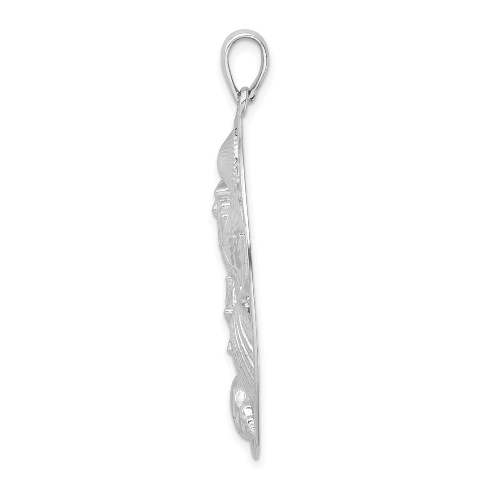 De-Ani Sterling Silver Rhodium-plated Polished Shells Oval Pendant