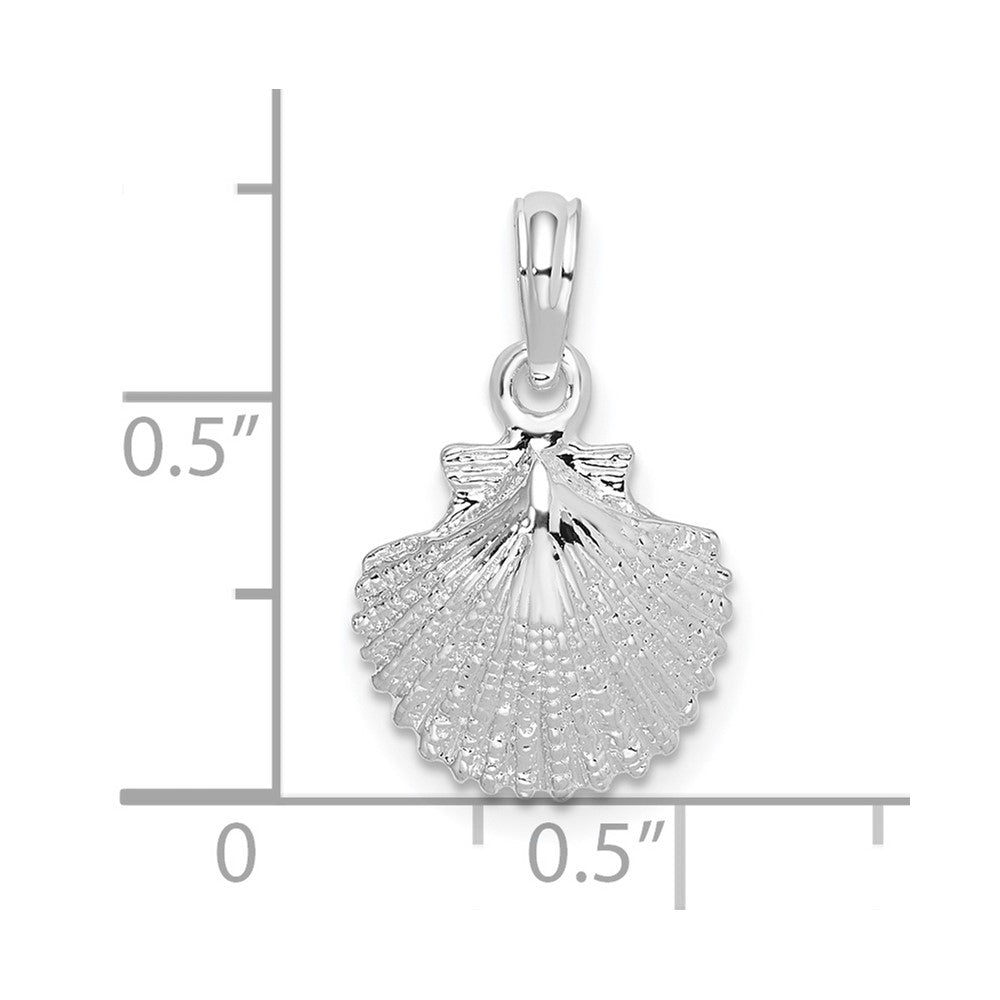 De-Ani Sterling Silver Rhodium-Plated Polished Scallop Shell Pendant