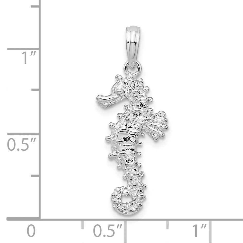 De-Ani Sterling Silver Rhodium-Plated Polished 3D Seahorse Pendant