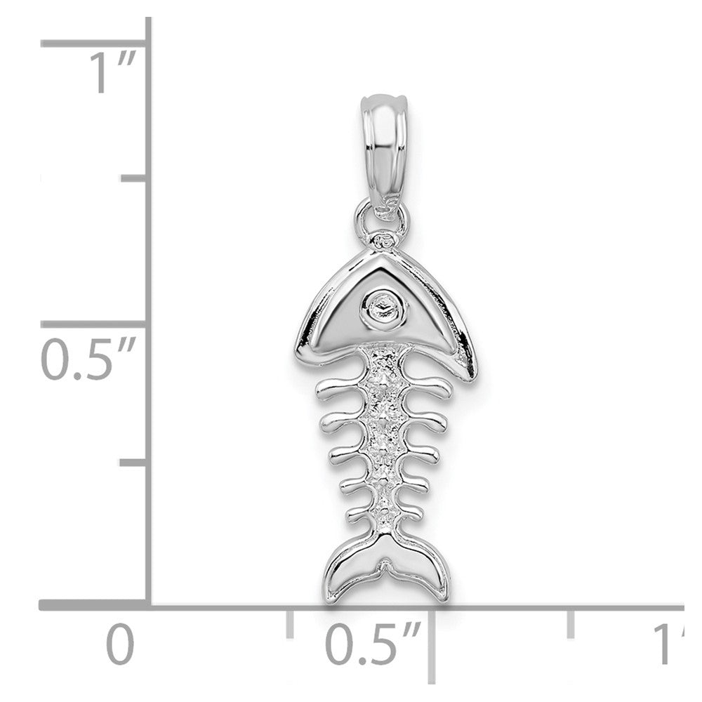 De-Ani Sterling Silver Rhodium-plated Polished 3D Fishbone Pendant