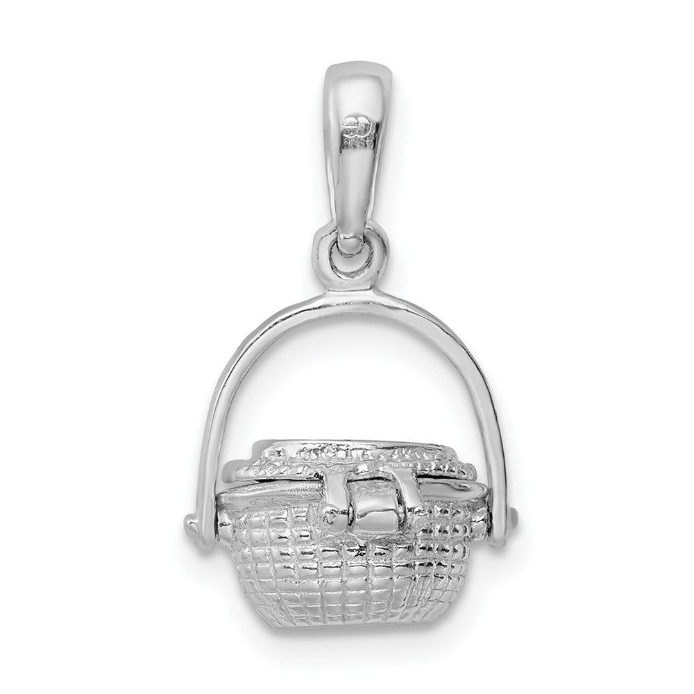De-Ani Sterling Silver Rhodium-Plated 3D Moveable Nantucket Basket Pendant