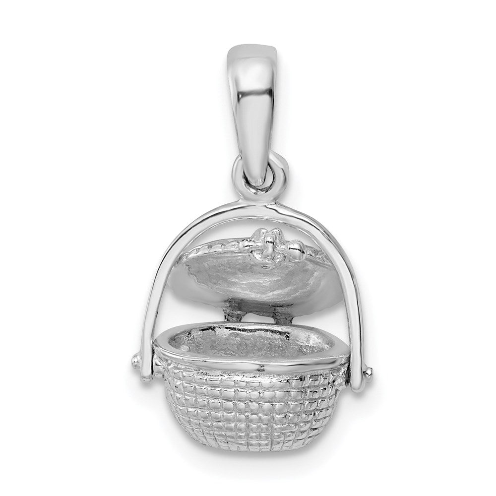 De-Ani Sterling Silver Rhodium-Plated 3D Moveable Nantucket Basket Pendant