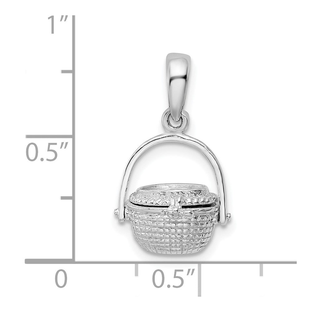 De-Ani Sterling Silver Rhodium-Plated 3D Moveable Nantucket Basket Pendant