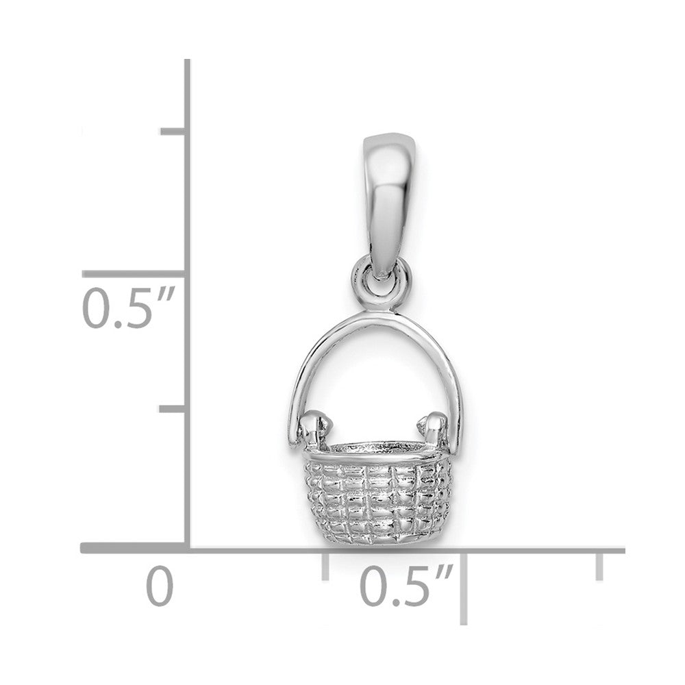 De-Ani Sterling Silver Rhodium-Plated 3D Basket with Moving Handle Pendant