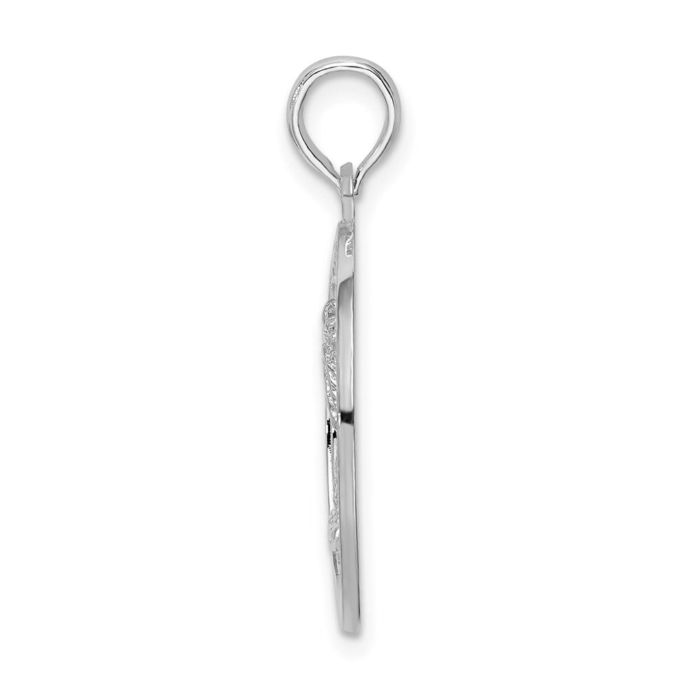 De-Ani Sterling Silver Rhodium-Plated Textured Key West with Palm Tree Pendant