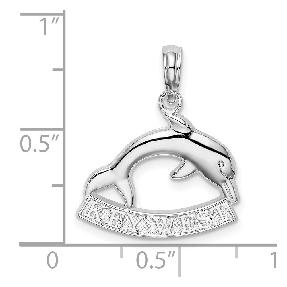 De-Ani Sterling Silver Rhodium-Plated Polished Key West Dolphin Pendant