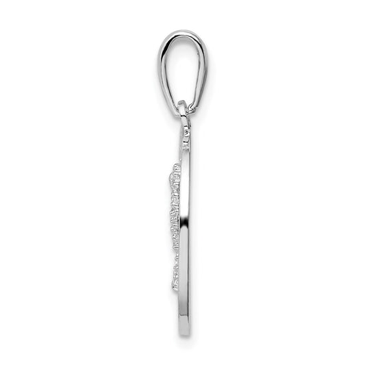 De-Ani Sterling Silver Rhodium-Plated Polished Bonaire Circle Seahorse Pendant