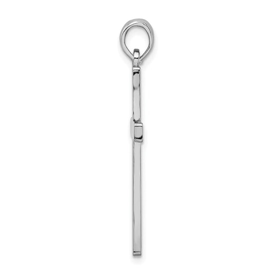 De-Ani Sterling Silver Rhodium-plated Polished Front Textured Back Latin Cross Pendant