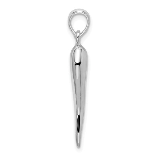 De-Ani Sterling Silver Rhodium-Plated Polished 3D Italian Horn Pendant