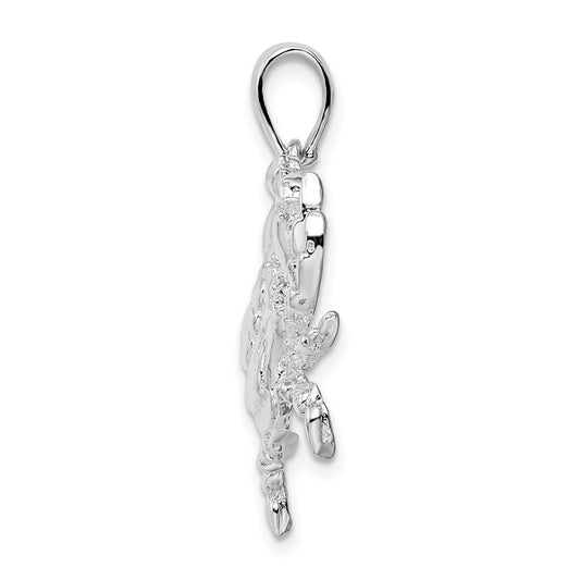 De-Ani Sterling Silver Rhodium-Plated Polished Blue Crab Pendant